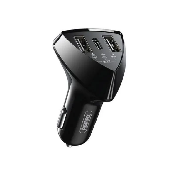 REMAX RCC-214 5V/3.4A DUAL USB PORT & ONE TYPE-C FAST CHARGING CAR CHARGER